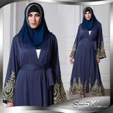 Europeu americano S-5XL melhor macio poliéster muçulmano lace floral mulheres vestido preto Dubai Abaya